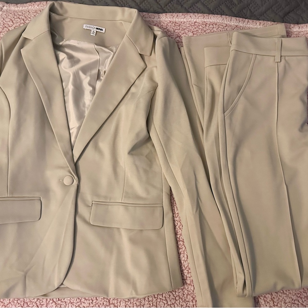 Fashion Nova Cream Blazer & Suit Set